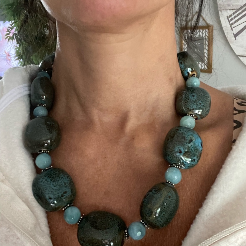 Glass BEAD  Necklace & Sterling silver 925